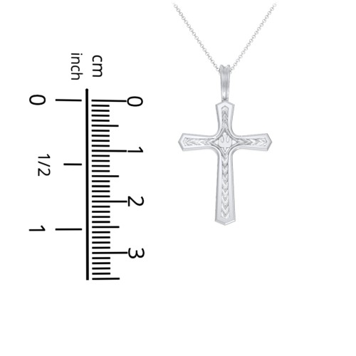 Engravable Cross Pendant with Dove Symbol