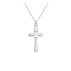 Mini Cross with Baguette Birthstone