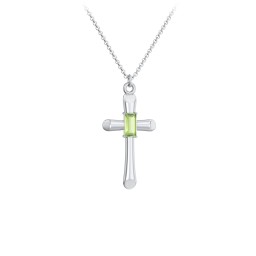 Mini Cross with Baguette Birthstone