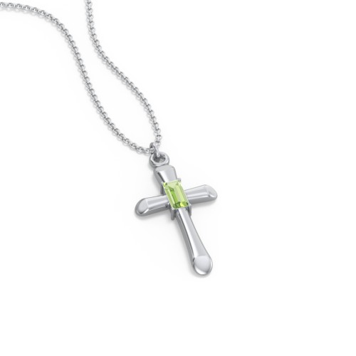 Mini Cross with Baguette Birthstone