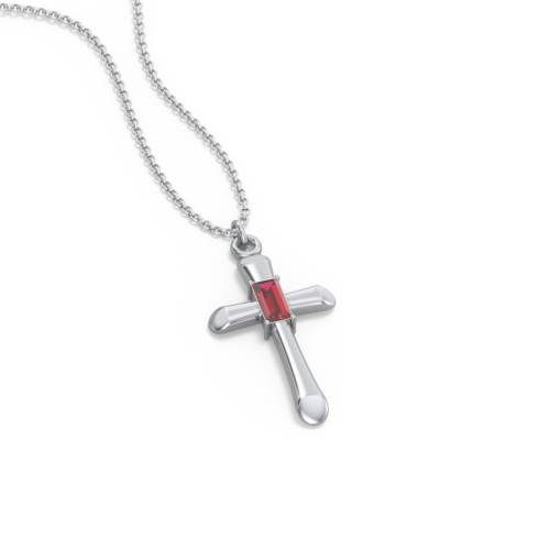 Mini Cross with Baguette Birthstone
