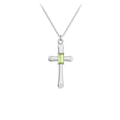 Mini Cross with Baguette Birthstone