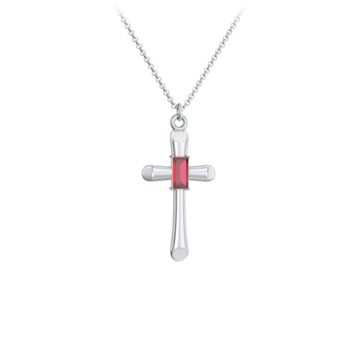 Mini Cross with Baguette Birthstone