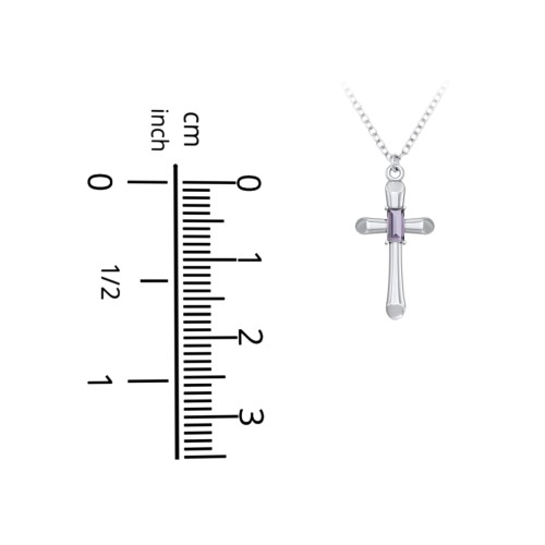 Mini Cross with Baguette Birthstone – 10K Yellow Gold with Aquamarine