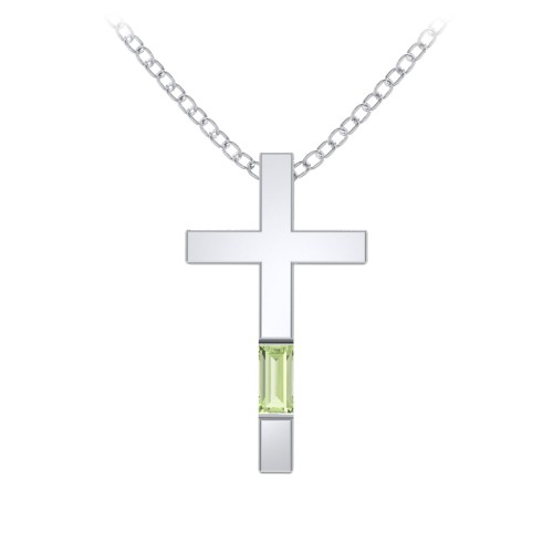 Modern Cross with Baguette Birthstone