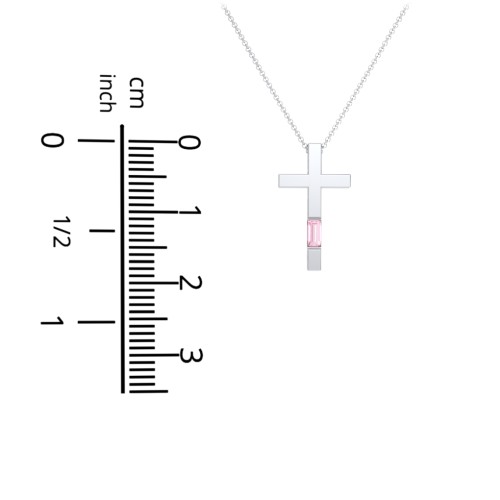 Modern Cross with Baguette Birthstone – 10K Yellow Gold with Peridot
