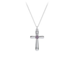 Mini Cross with Birthstone in 925 Sterling Silver with Alexandrite