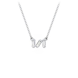 Baguette Scatter Necklace in 925 Sterling Silver with Cubic Zirconia, Pink Tourmaline, Ruby, Citrine, and Emerald