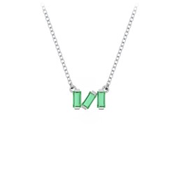 Baguette Scatter Necklace in 925 Sterling Silver with Emerald, Pink Tourmaline, Ruby, and Citrine
