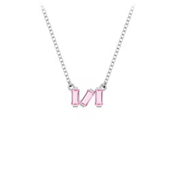 Baguette Scatter Necklace in 925 Sterling Silver with Pink Tourmaline, Ruby, Citrine, and Emerald