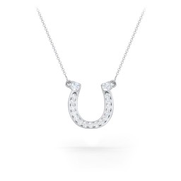 Horseshoe Pendant with Gemstones in 925 Sterling Silver with Diamond