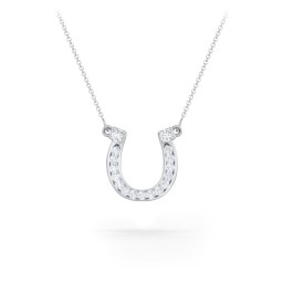Horseshoe Pendant with Gemstones in 925 Sterling Silver with Cubic Zirconia and White Premium Zirconia