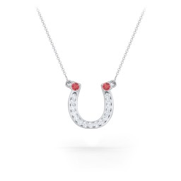 Horseshoe Pendant with Gemstones in 925 Sterling Silver with Garnet and White Premium Zirconia