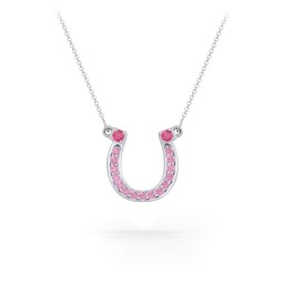 Horseshoe Pendant with Gemstones in 925 Sterling Silver with Ruby and Red Premium Zirconia