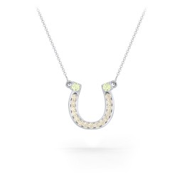 Horseshoe Pendant with Gemstones in 925 Sterling Silver with Peridot and Fancy Yellow Premium Zirconia