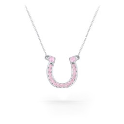 Horseshoe Pendant with Gemstones in 925 Sterling Silver with Pink Tourmaline and Fancy Pink Premium Zirconia