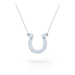Horseshoe Pendant with Gemstones in 925 Sterling Silver with Blue Topaz and Fancy Blue Premium Zirconia
