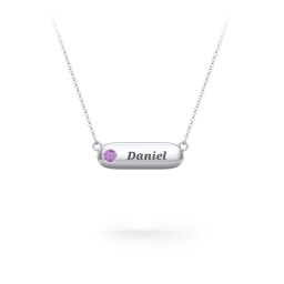 Mini Capsule Pendant with Birthstone in 925 Sterling Silver with Amethyst