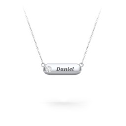 Mini Capsule Pendant with Birthstone in 925 Sterling Silver with Diamond