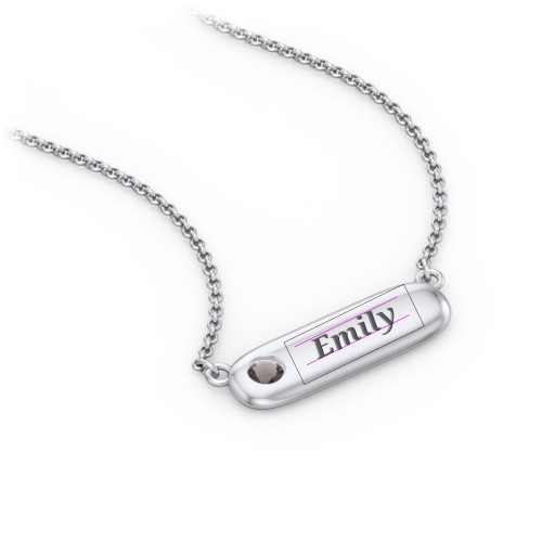Mini Capsule Pendant with Birthstone