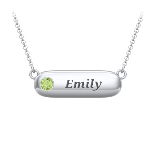 Mini Capsule Pendant with Birthstone