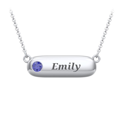 Mini Capsule Pendant with Birthstone