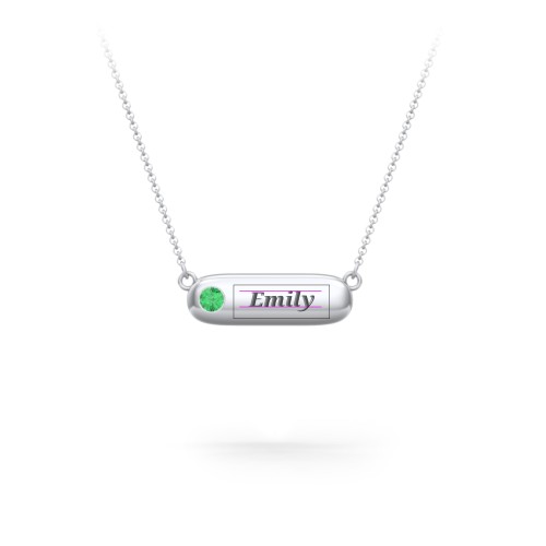 Mini Capsule Pendant with Birthstone