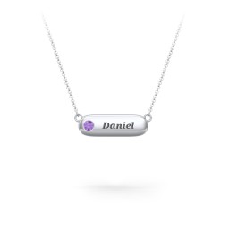 Mini Capsule Pendant with Birthstone in 925 Sterling Silver with Amethyst