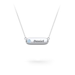 Mini Capsule Pendant with Birthstone in 925 Sterling Silver with Blue Topaz
