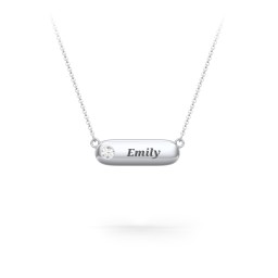 Mini Capsule Pendant with Birthstone in 925 Sterling Silver with Cubic Zirconia