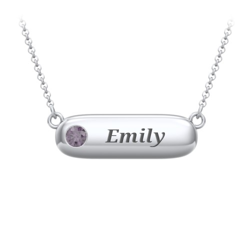 Mini Capsule Pendant with Birthstone – Sterling Silver with Alexandrite