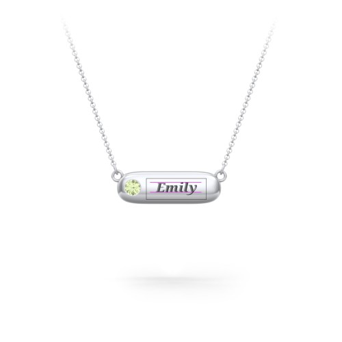 Mini Capsule Pendant with Birthstone – Sterling Silver with Peridot