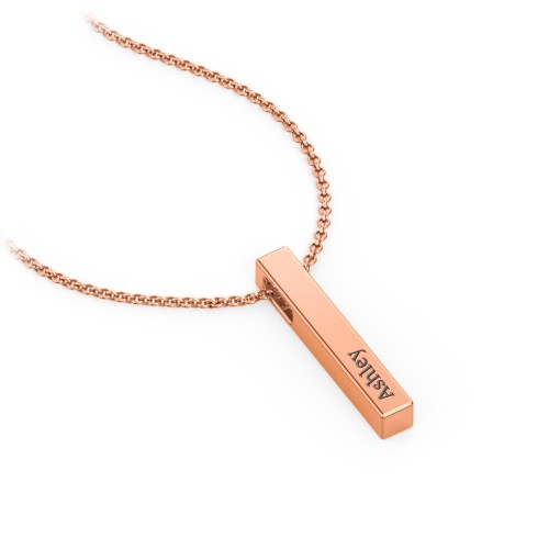Multi Vertical 3D Bar Pendant with Engravings – 10K Rose Gold