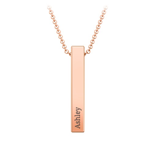 Multi Vertical 3D Bar Pendant with Engravings – 10K Rose Gold
