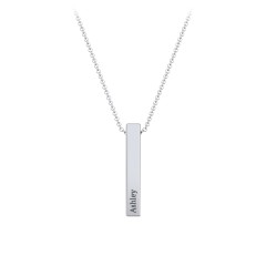Multi Vertical 3D Bar Pendant with Engravings – Sterling Silver