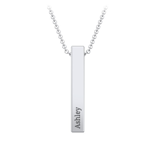 Multi Vertical 3D Bar Pendant with Engravings – Sterling Silver