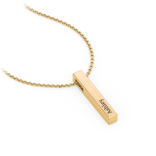 Multi Vertical 3D Bar Pendant with Engravings – 10K Yellow Gold
