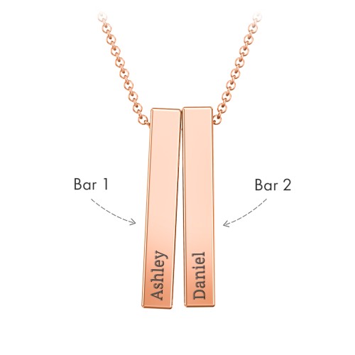 Multi Vertical 3D Bar Pendant with Engravings – 10K Rose Gold