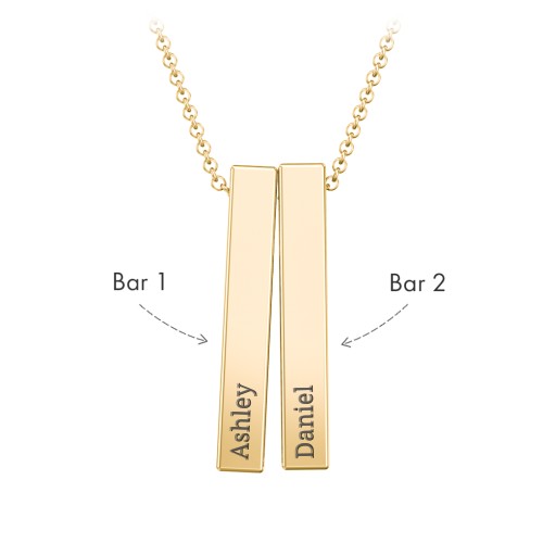 Multi Vertical 3D Bar Pendant with Engravings – 10K Yellow Gold