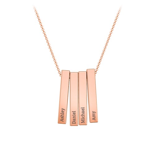 Multi Vertical 3D Bar Pendant with Engravings – 10K Rose Gold