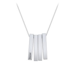 Multi Vertical 3D Bar Pendant with Engravings in 925 Sterling Silver