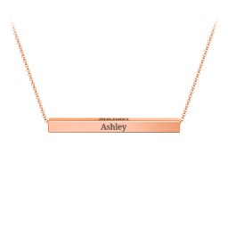 Horizontal 3D Bar Necklace in 10K Solid Rose Gold