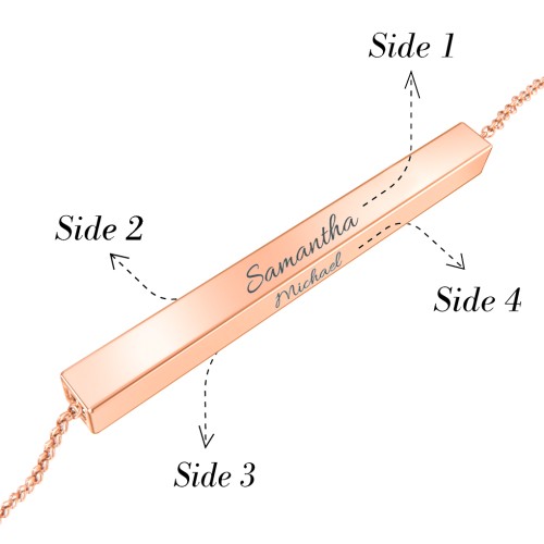 Horizontal 3D Bar Necklace – 10K Rose Gold