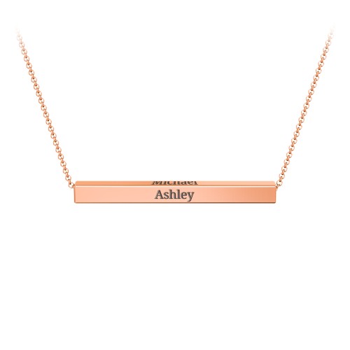 Horizontal 3D Bar Necklace – 10K Rose Gold