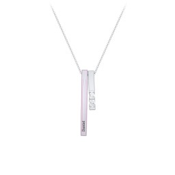 Multi Vertical 3D Bar Necklace with 1-4 Birthstones