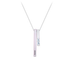 Multi Vertical 3D Bar Necklace with 1-4 Birthstones