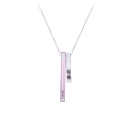 Multi Vertical 3D Bar Necklace with 1-4 Birthstones