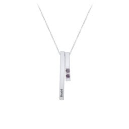 Multi Vertical 3D Bar Necklace with 1-4 Birthstones