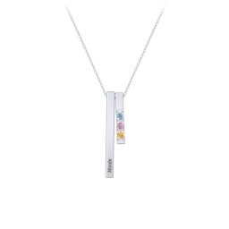 Multi Vertical 3D Bar Necklace with 1-4 Birthstones
