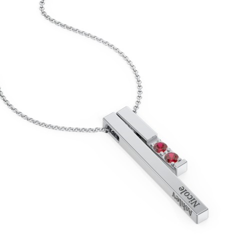 Multi Vertical 3D Bar Necklace with 1-4 Birthstones